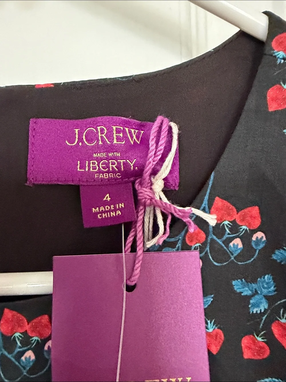 J. Crew Black Floral Smocked-Waist Long Sleeve Blouse with Liberty Print